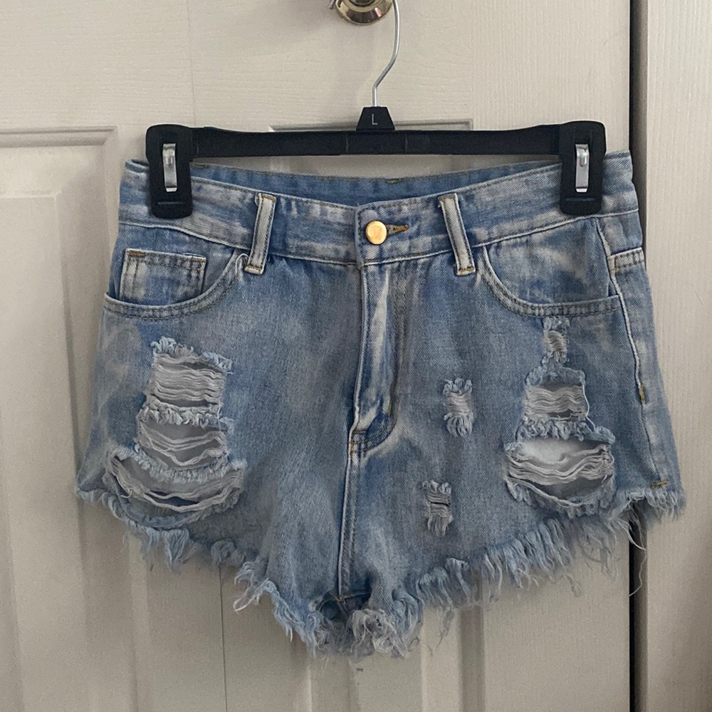 Light Wash Blue Denim Shorts